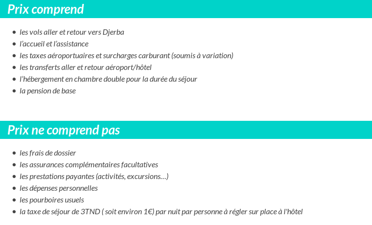 Conditions tarifaires