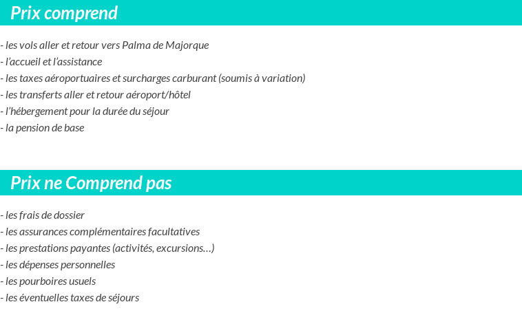 Conditions tarifaires