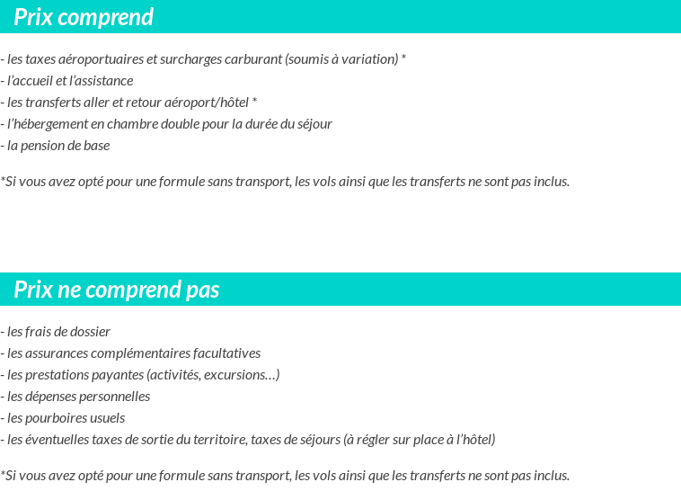 Conditions tarifaires