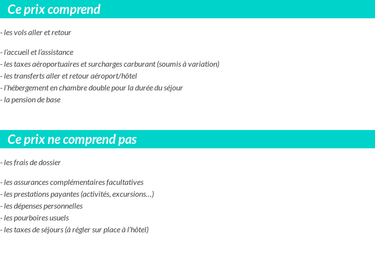 Conditions tarifaires