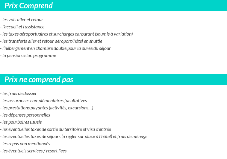 Conditions tarifaires
