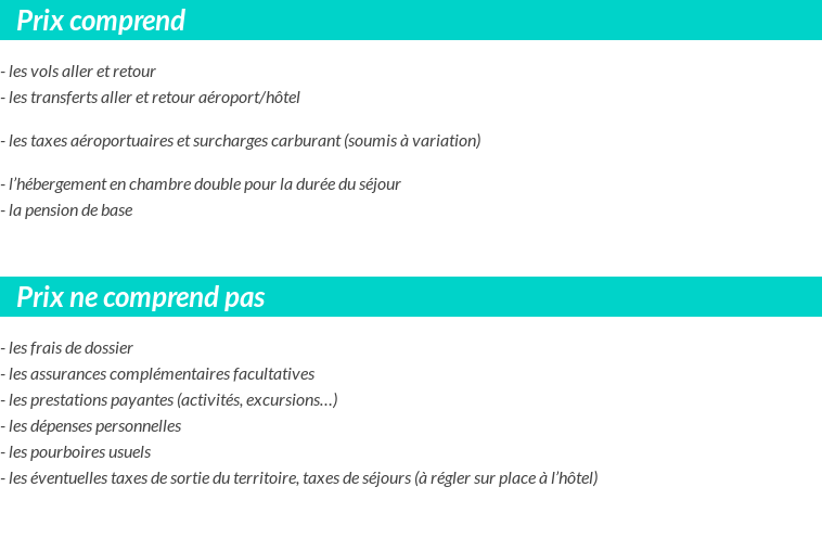 Conditions tarifaires