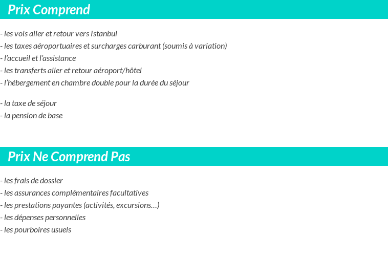 Conditions tarifaires