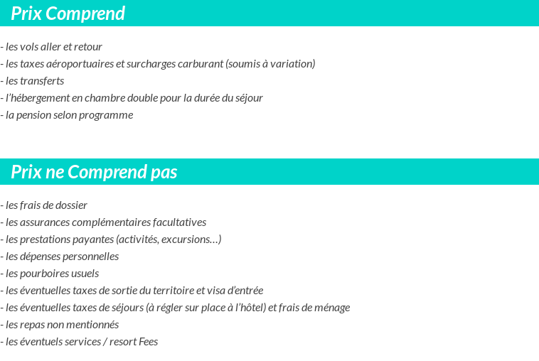 Conditions tarifaires
