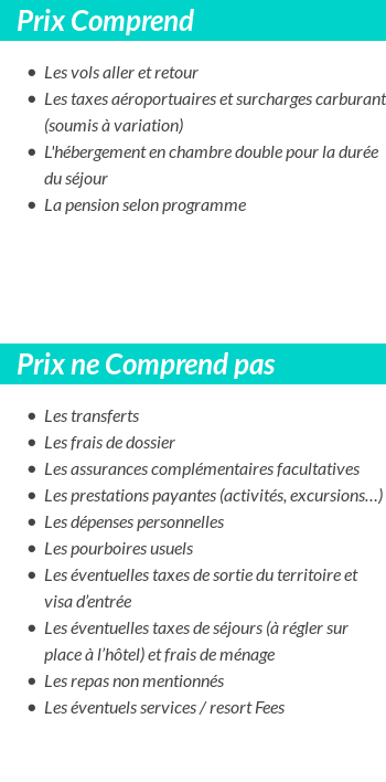 Conditions tarifaires