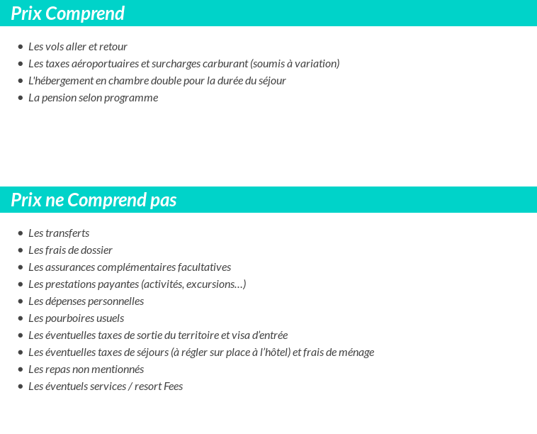 Conditions tarifaires