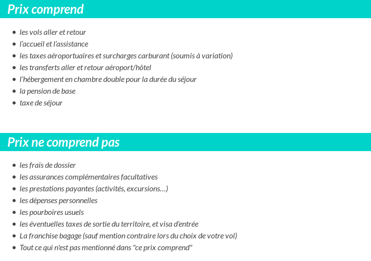 Conditions tarifaires