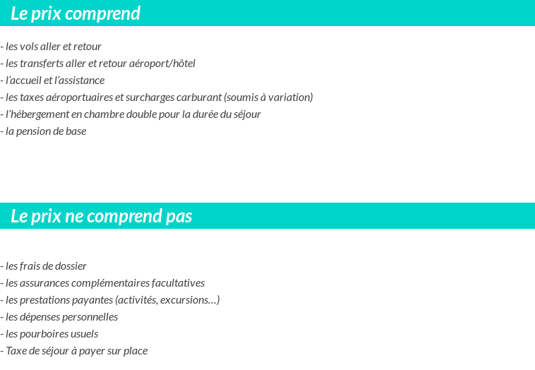 Conditions tarifaires