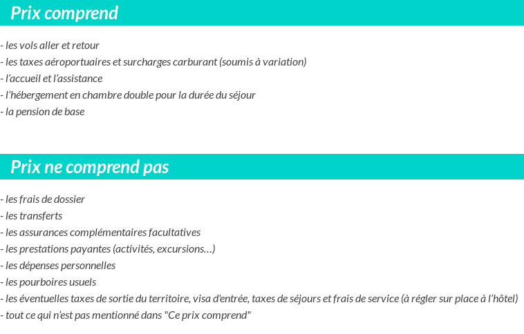 Conditions tarifaires