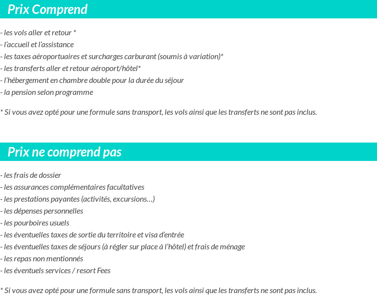 Conditions tarifaires