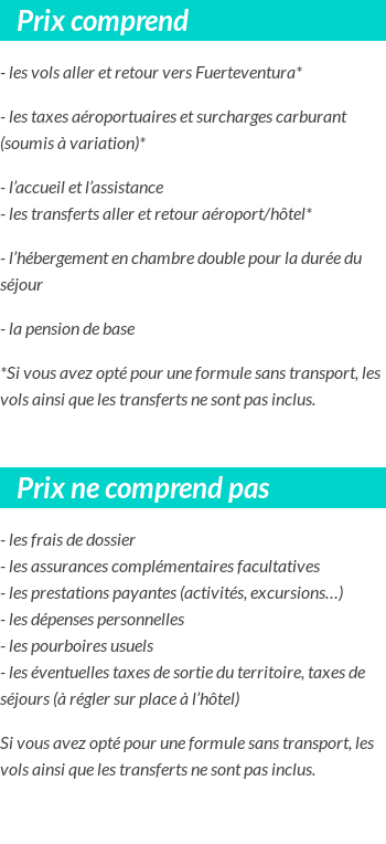 Conditions tarifaires