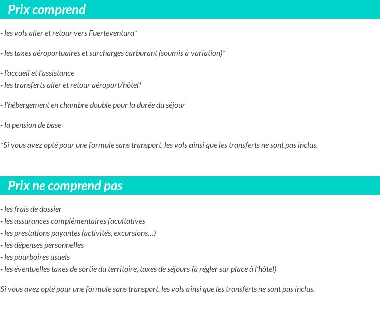 Conditions tarifaires