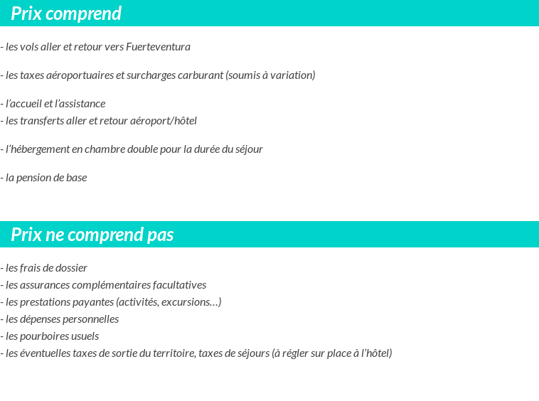 Conditions tarifaires