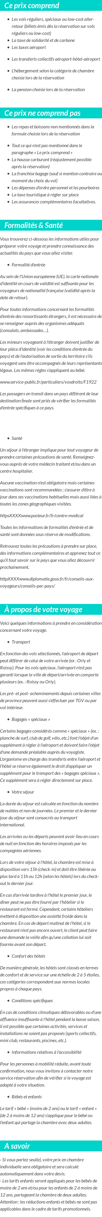 Conditions tarifaires