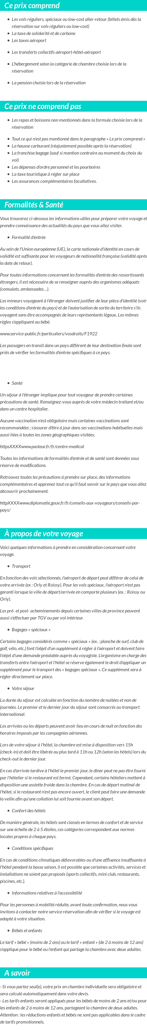 Conditions tarifaires