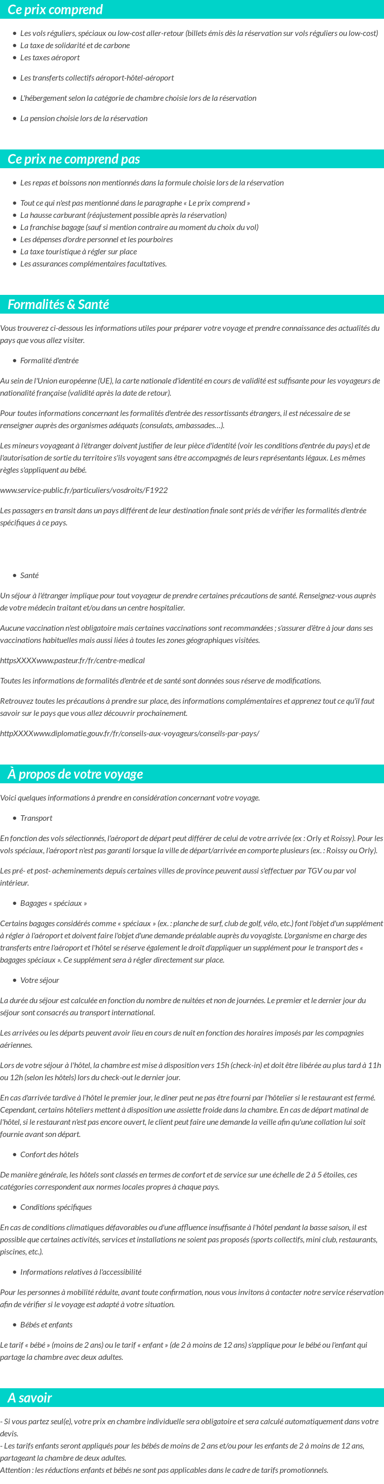 Conditions tarifaires