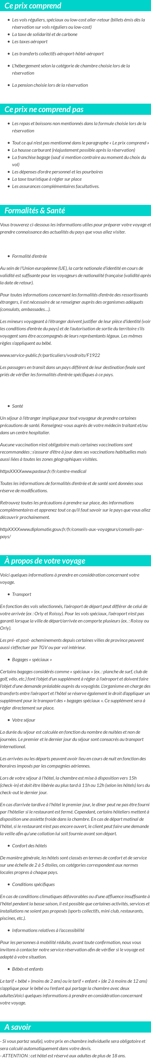 Conditions tarifaires