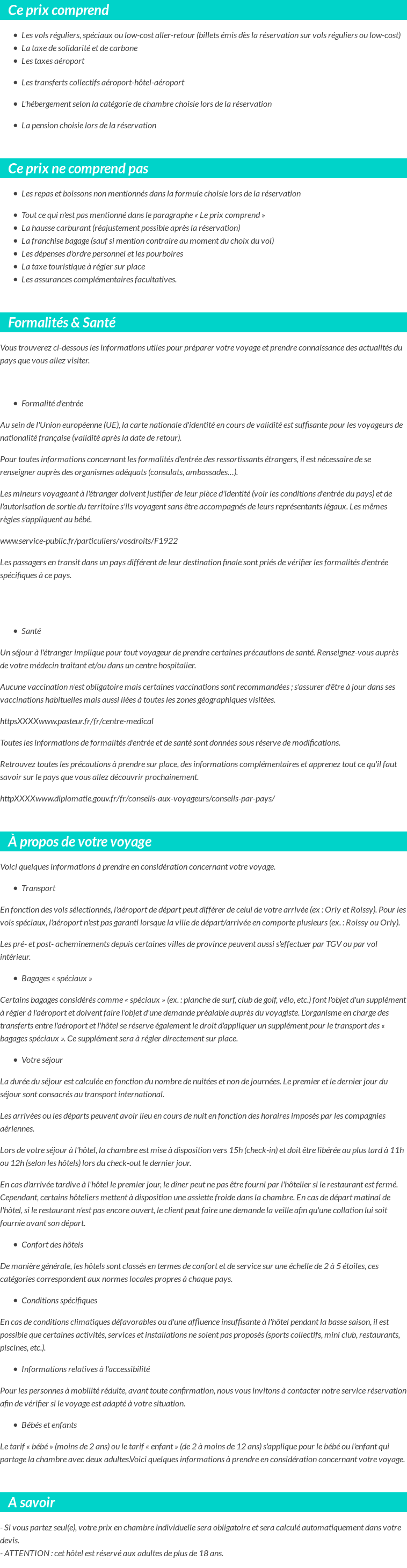 Conditions tarifaires