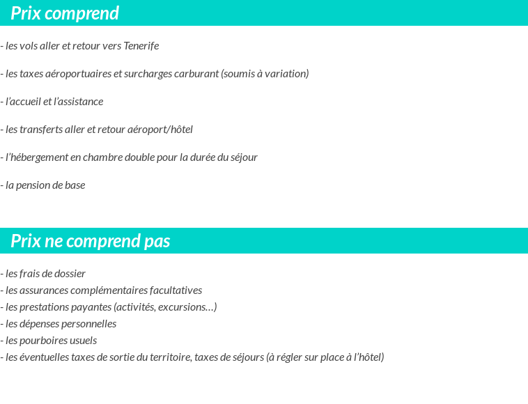 Conditions tarifaires