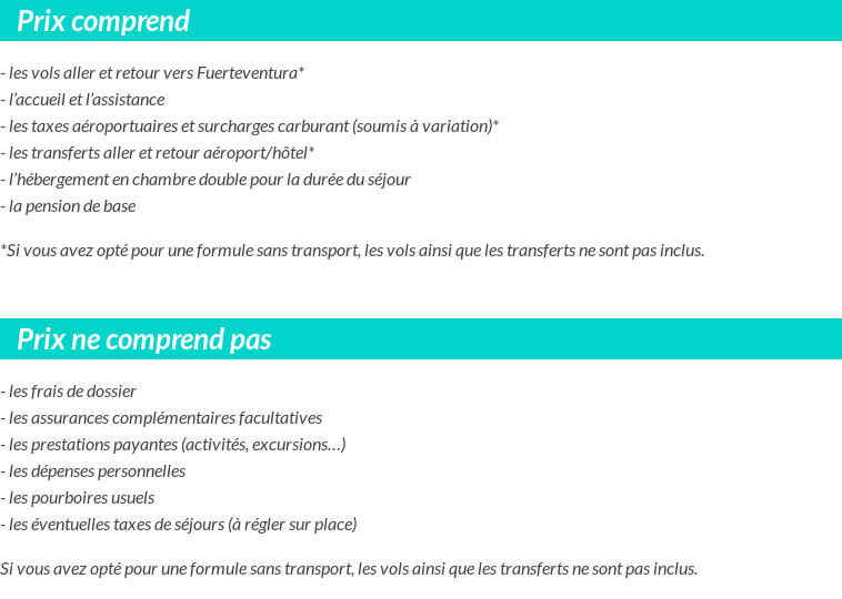 Conditions tarifaires