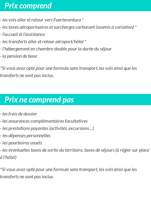 Conditions tarifaires