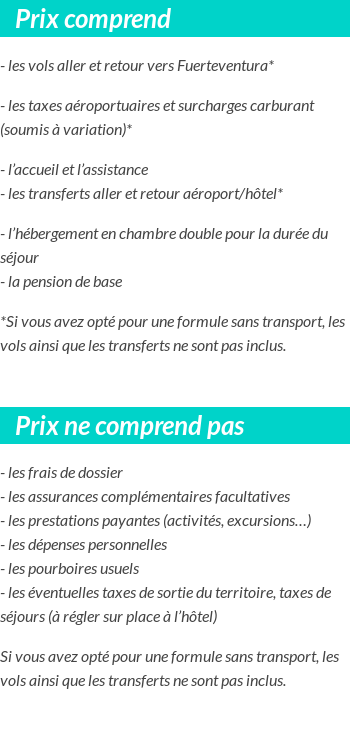 Conditions tarifaires