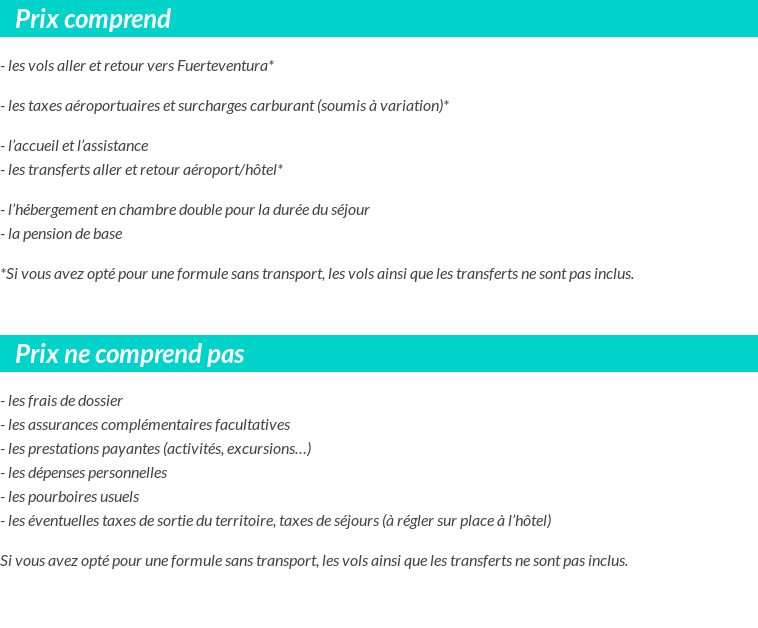 Conditions tarifaires