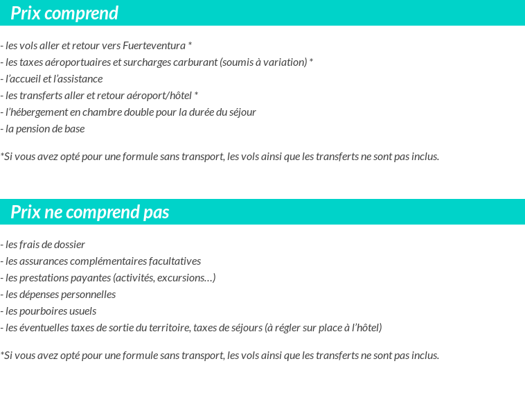Conditions tarifaires