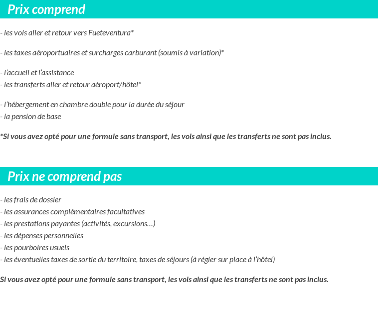 Conditions tarifaires