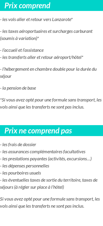 Conditions tarifaires