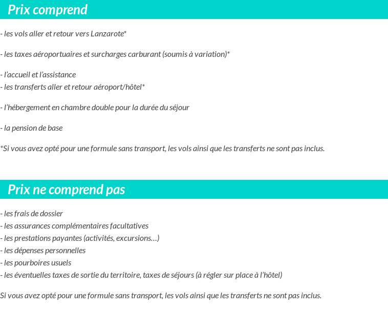 Conditions tarifaires