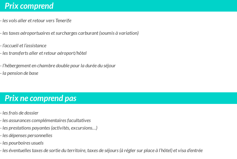 Conditions tarifaires