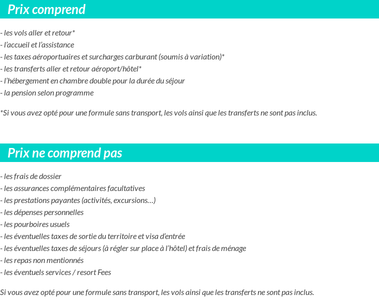 Conditions tarifaires