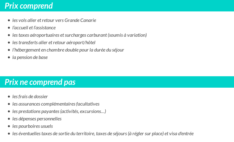 Conditions tarifaires
