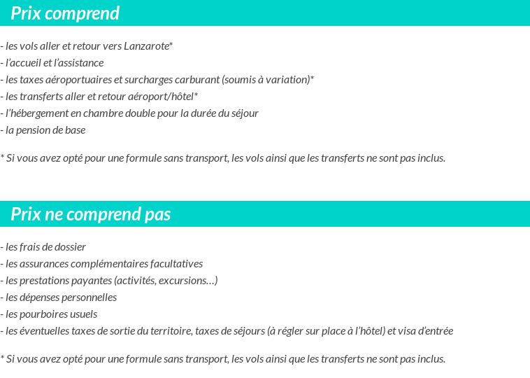 Conditions tarifaires