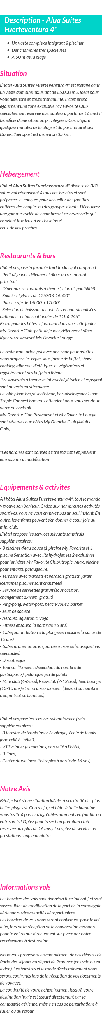 Détails du séjour