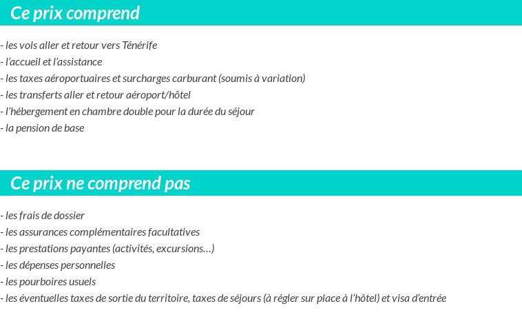 Conditions tarifaires