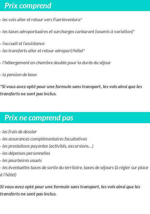 Conditions tarifaires