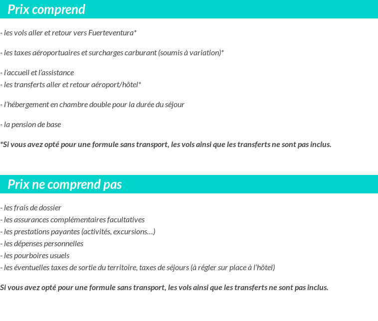 Conditions tarifaires
