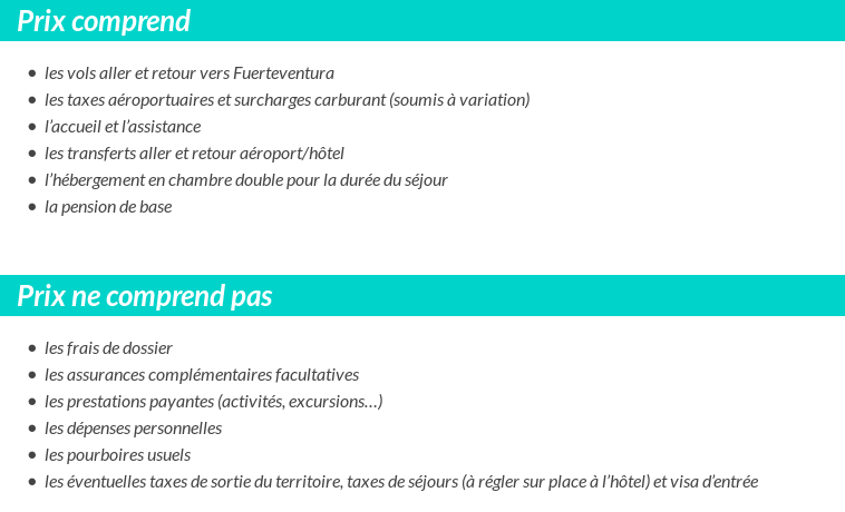 Conditions tarifaires