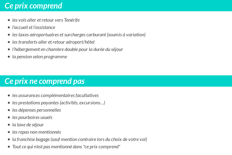 Conditions tarifaires