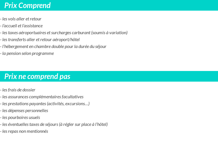 Conditions tarifaires