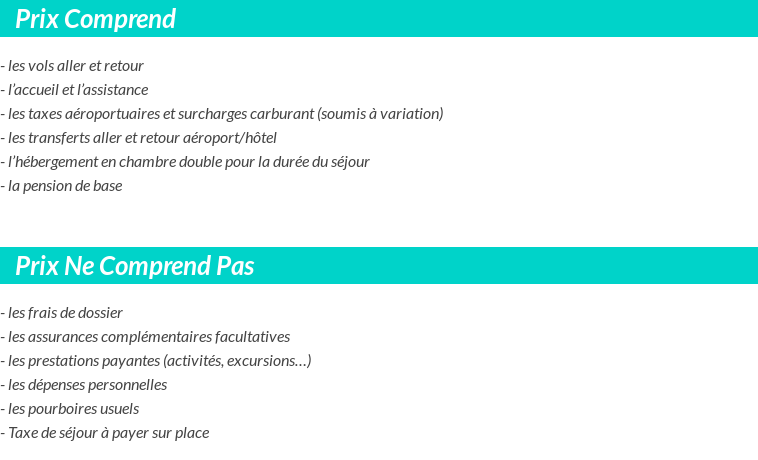 Conditions tarifaires