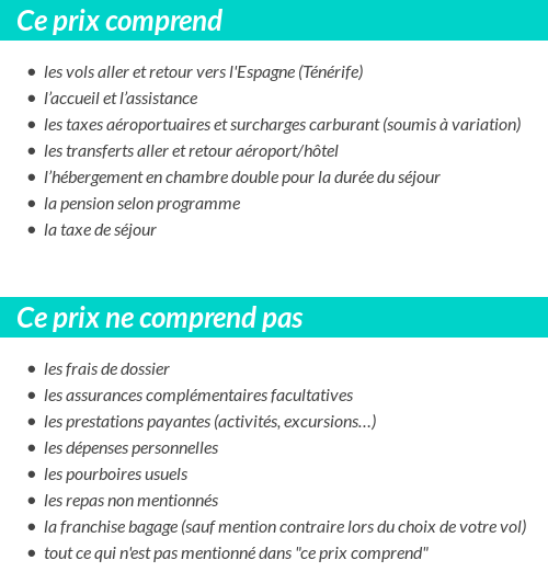Conditions tarifaires