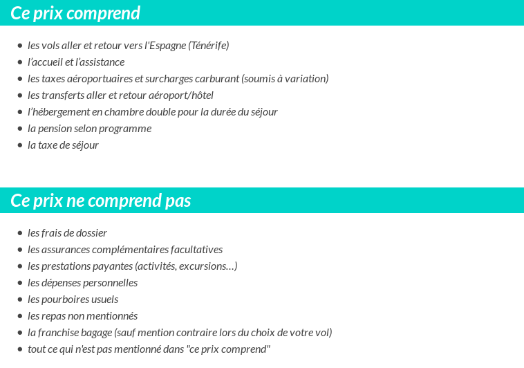 Conditions tarifaires