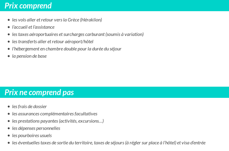 Conditions tarifaires