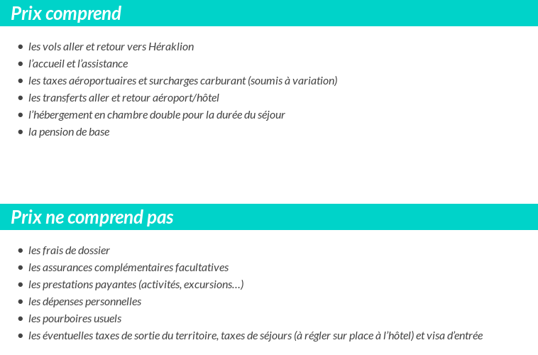 Conditions tarifaires