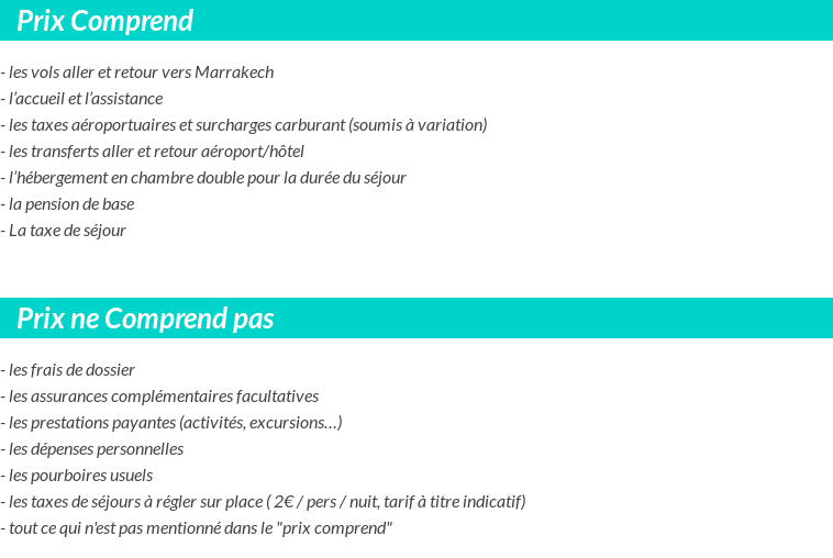 Conditions tarifaires