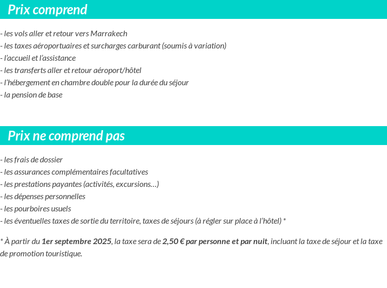 Conditions tarifaires