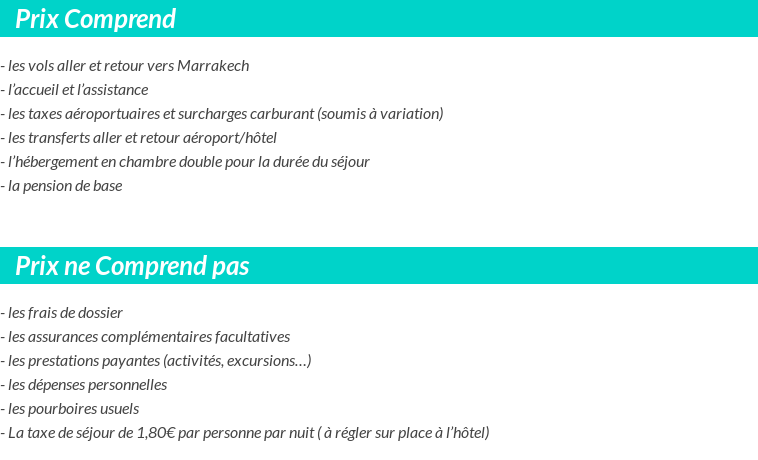 Conditions tarifaires